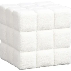 Leen Bakker Poef Marbella - wit - 43xØ43 cm