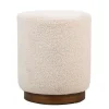 Poefen-Nordlys Poef met witte krullen en houten basis