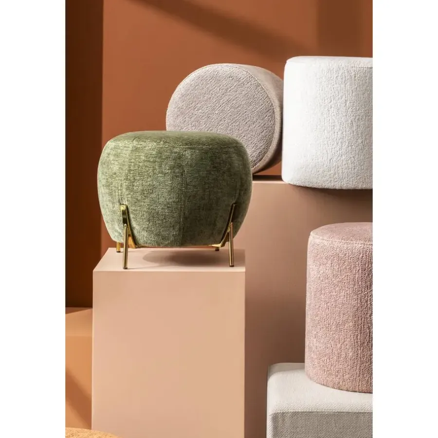 Leen Bakker Poef Rosaly - groen - Ø45x35 cm