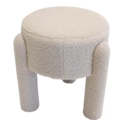 Poefen-Giga Meubel Poef Taupe Bouclé - 44x44x42cm - Yara