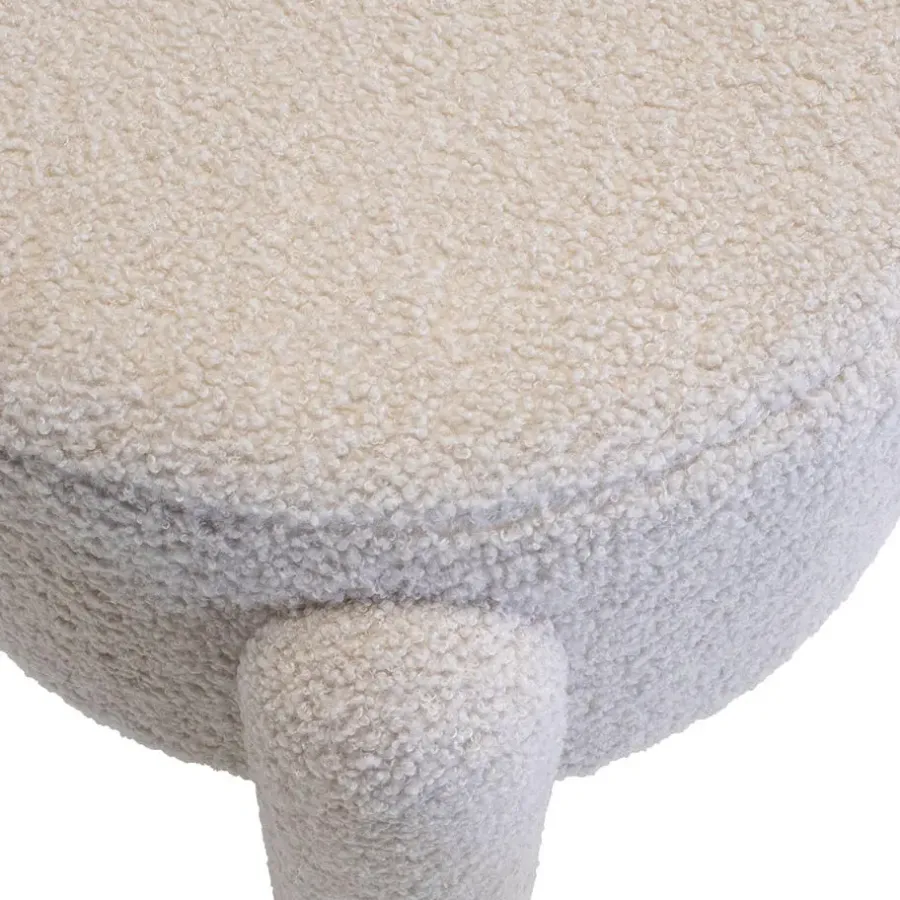 Poefen-Giga Meubel Poef Taupe Bouclé - 44x44x42cm - Yara