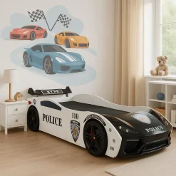 Kinderbedden-Merkloos Politiebed Politie Autobed met licht