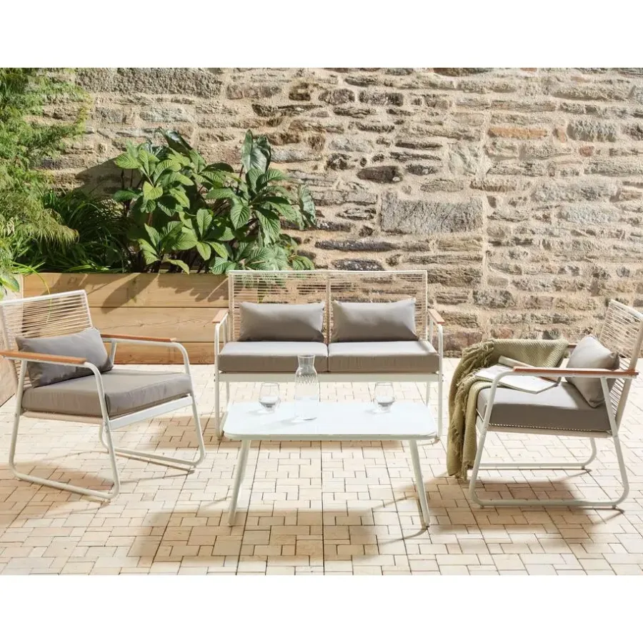 Beliani POMONTE - Tuinset 4-zits - Wit - Staal