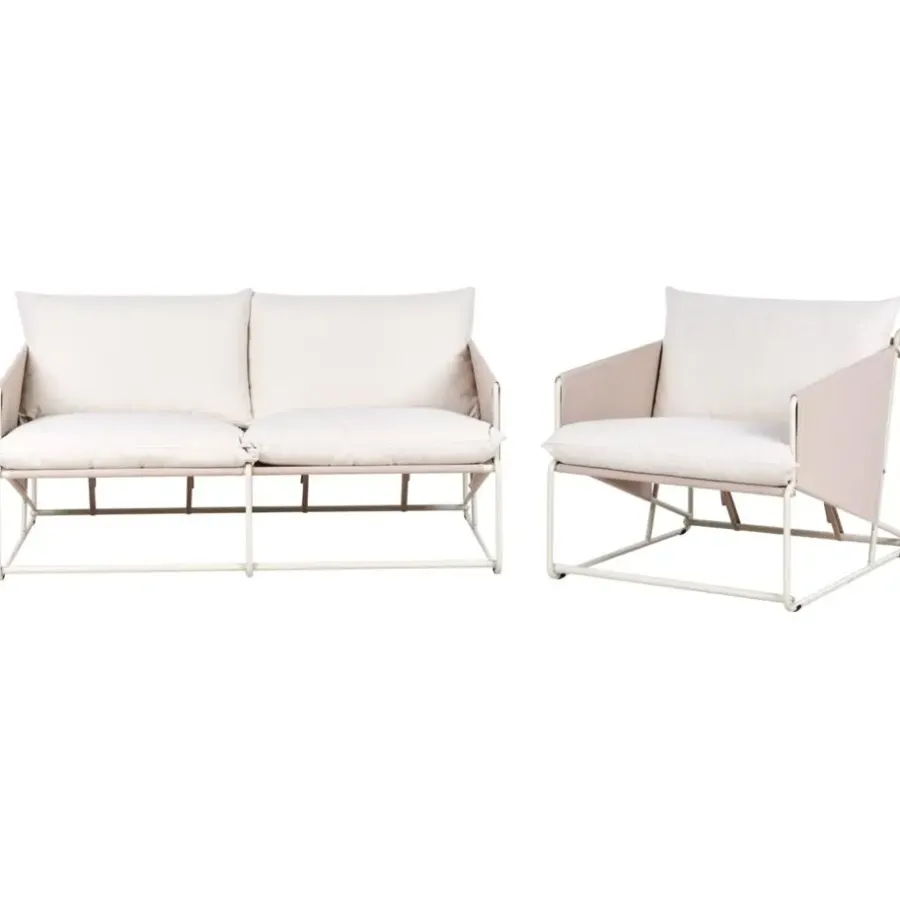 Loungesets-Leen Bakker PONTE - Loungeset 3-zits - Taupe - Staal