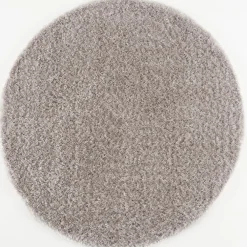Hoogpolige Vloerkleden|Ronde Vloerkleden-Muratap Porto Rond Soft Fluffy Vloerkleed Hoogpolig Effen Licht Grijs - 150 CM ROND