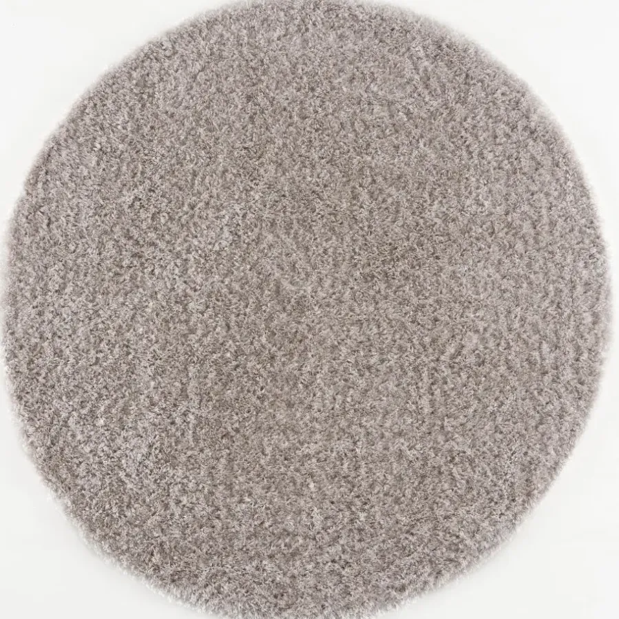 Hoogpolige Vloerkleden|Ronde Vloerkleden-Muratap Porto Rond Soft Fluffy Vloerkleed Hoogpolig Effen Licht Grijs - 150 CM ROND