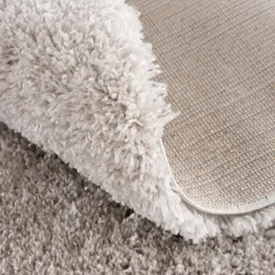 Hoogpolige Vloerkleden|Ronde Vloerkleden-Muratap Porto Rond Soft Fluffy Vloerkleed Hoogpolig Effen Licht Grijs - 150 CM ROND