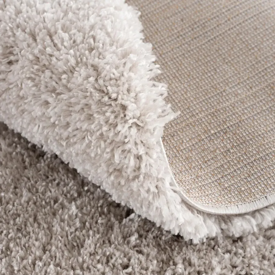 Hoogpolige Vloerkleden|Ronde Vloerkleden-Muratap Porto Rond Soft Fluffy Vloerkleed Hoogpolig Effen Licht Grijs - 150 CM ROND
