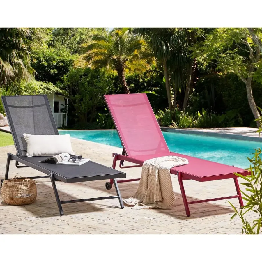 Ligbedden-Beliani PORTOFINO - Strandstoel - Zwart - Aluminium