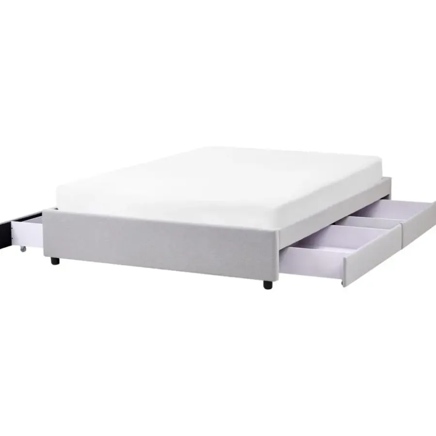 Twijfelaars-Beliani PRADES - Bed met opbergruimte - Lichtgrijs - 140 x 200 cm - Polyester