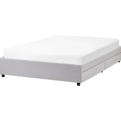 Twijfelaars-Beliani PRADES - Bed met opbergruimte - Lichtgrijs - 140 x 200 cm - Polyester