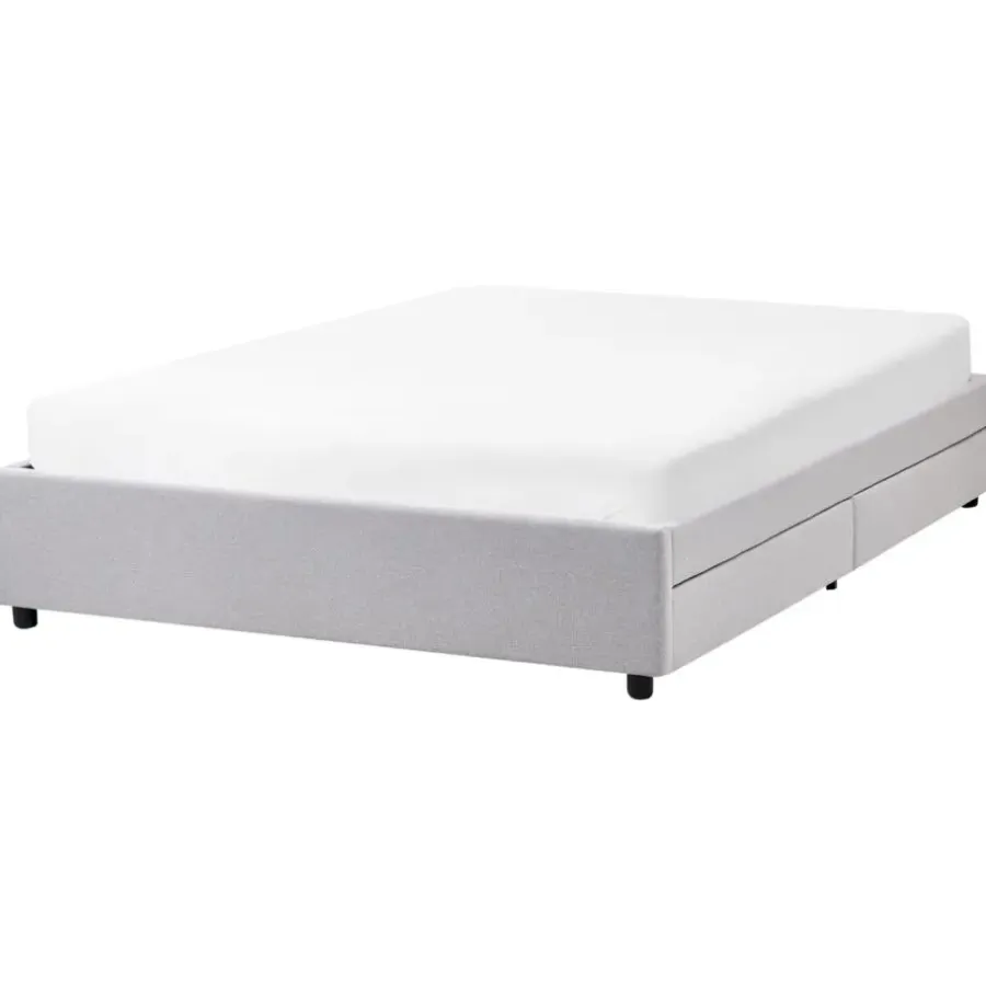 Twijfelaars-Beliani PRADES - Bed met opbergruimte - Lichtgrijs - 140 x 200 cm - Polyester
