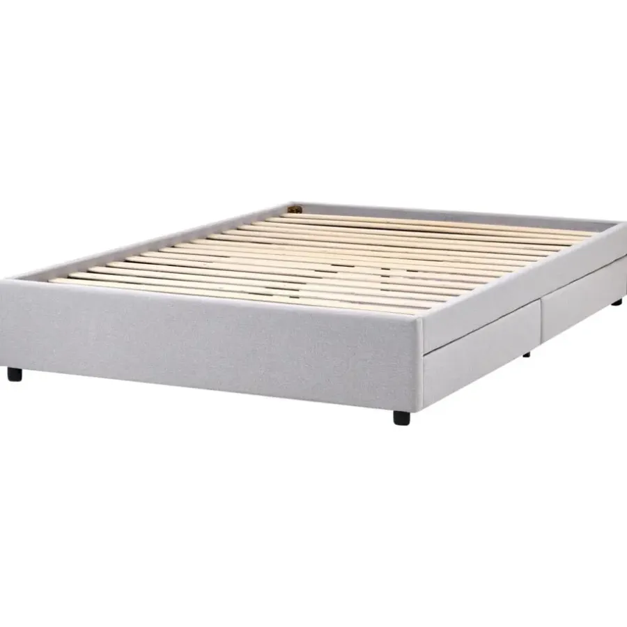 Twijfelaars-Beliani PRADES - Bed met opbergruimte - Lichtgrijs - 140 x 200 cm - Polyester