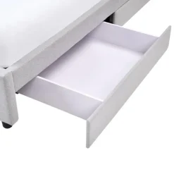 Twijfelaars-Beliani PRADES - Bed met opbergruimte - Lichtgrijs - 140 x 200 cm - Polyester
