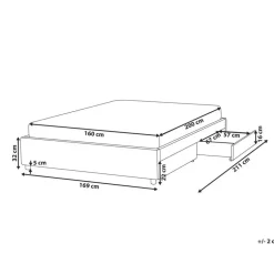Beliani PRADES - Bed met opbergruimte - Lichtgrijs - 160 x 200 cm - Polyester
