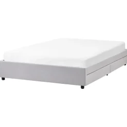 Beliani PRADES - Bed met opbergruimte - Lichtgrijs - 160 x 200 cm - Polyester