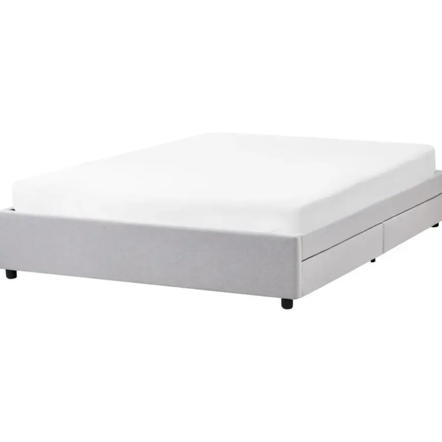 Beliani PRADES - Bed met opbergruimte - Lichtgrijs - 160 x 200 cm - Polyester