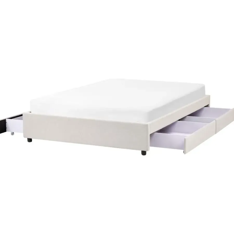 Beliani PRADES - Bed met opbergruimte - Lichtbeige - 140 x 200 cm - Polyester