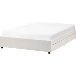 Beliani PRADES - Bed met opbergruimte - Lichtbeige - 140 x 200 cm - Polyester
