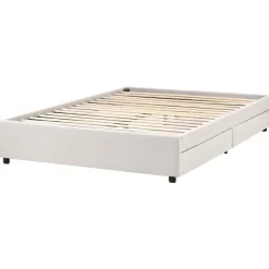 Beliani PRADES - Bed met opbergruimte - Lichtbeige - 140 x 200 cm - Polyester
