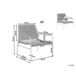 Beliani PRASIMO - Tuinstoel set van 2 - Naturel - PE Rotan