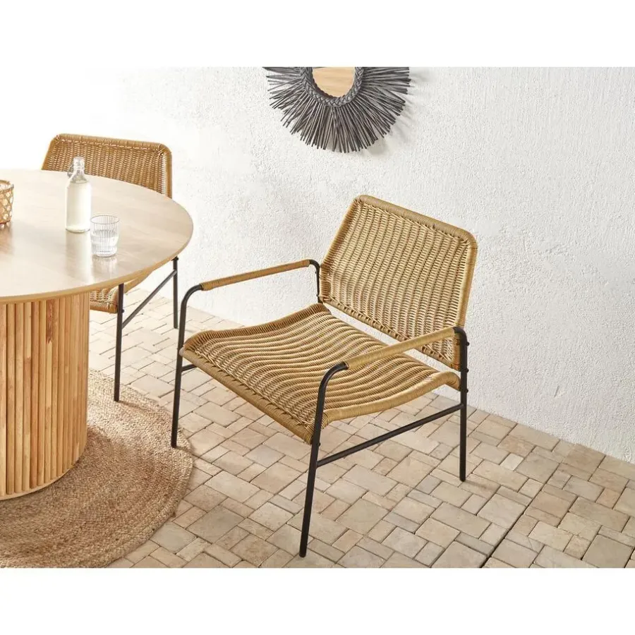 Beliani PRASIMO - Tuinstoel set van 2 - Naturel - PE Rotan
