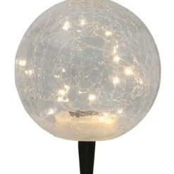 Merkloos Prikspot - solar tuinverlichting - glazen crawuele bol - 20 cm