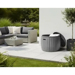 Kussenboxen-Leen Bakker PRINOS - Kussenbox - Grijs - ⌀ 56 cm - Synthetisch materiaal