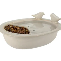 Tuindecoratie-Pro Garden Vogelbad/voederschaal - wit - keramiek -D20 x H8 cm