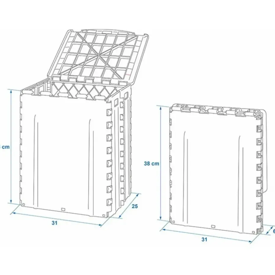 ProPlus Afvalbak met deksel- kunststof - grijs - 25 x 31 x 38 cm