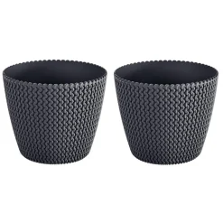 Bloempotten-Prosperplast Bloempot Splofy - antraciet - voor buiten - 40 cm