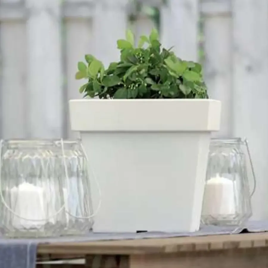 Bloempotten-Prosperplast Plantenpot - vierkant - antraciet - 8 l - 24 cm