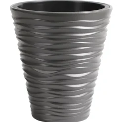 Bloempotten-Prosperplast Plantenpot Sand Dunes - kunststof - steengrijs - D30 cm
