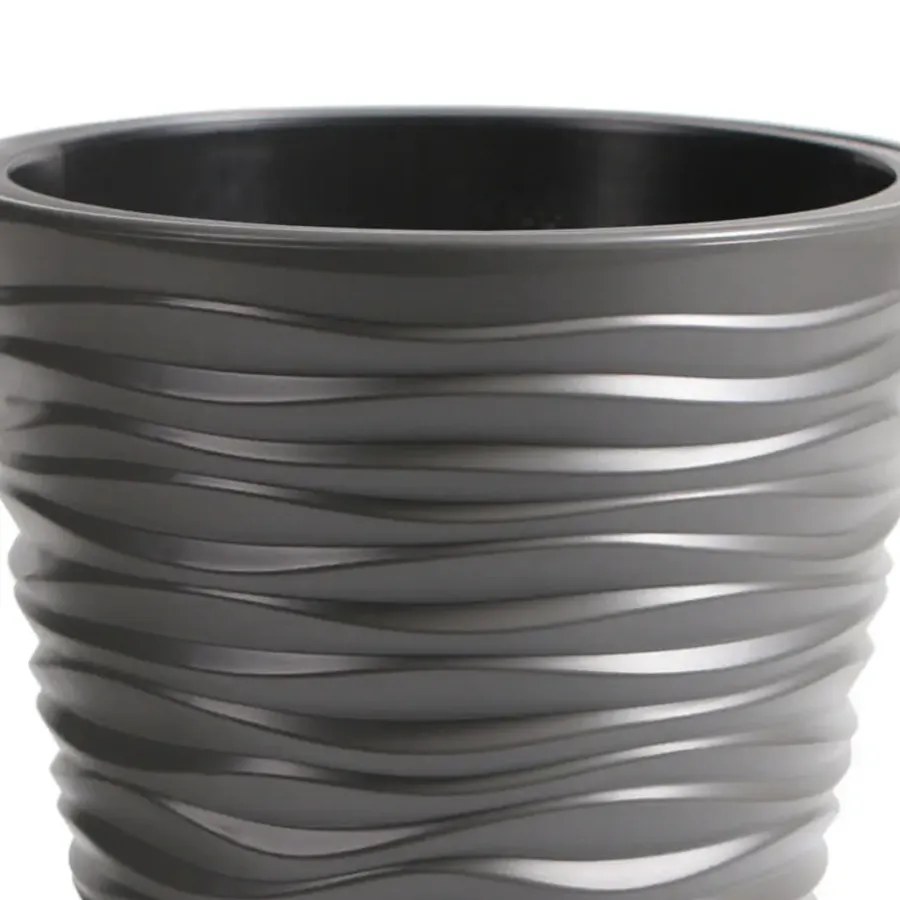 Bloempotten-Prosperplast Plantenpot Sand Dunes - kunststof - steengrijs - D30 cm