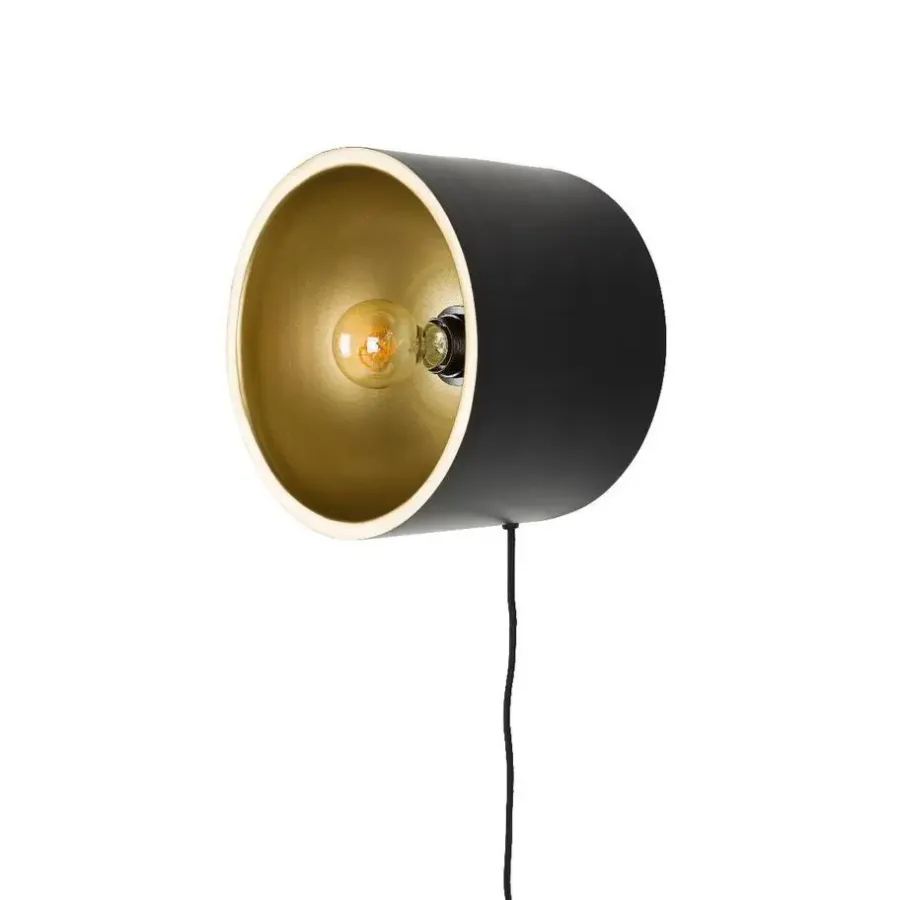 Wandlampen-Puur - Dudley wandlamp rond M - zwart/goud
