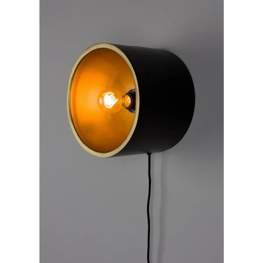 Wandlampen-Puur - Dudley wandlamp rond M - zwart/goud