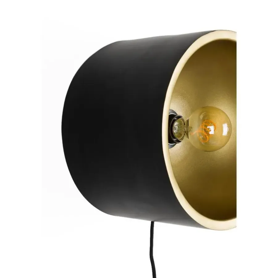 Wandlampen-Puur - Dudley wandlamp rond M - zwart/goud
