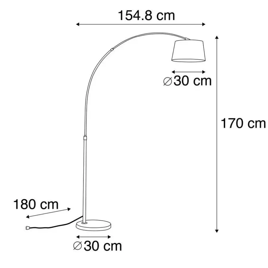 QAZQA booglampen arc_basic zilverkleurig e27