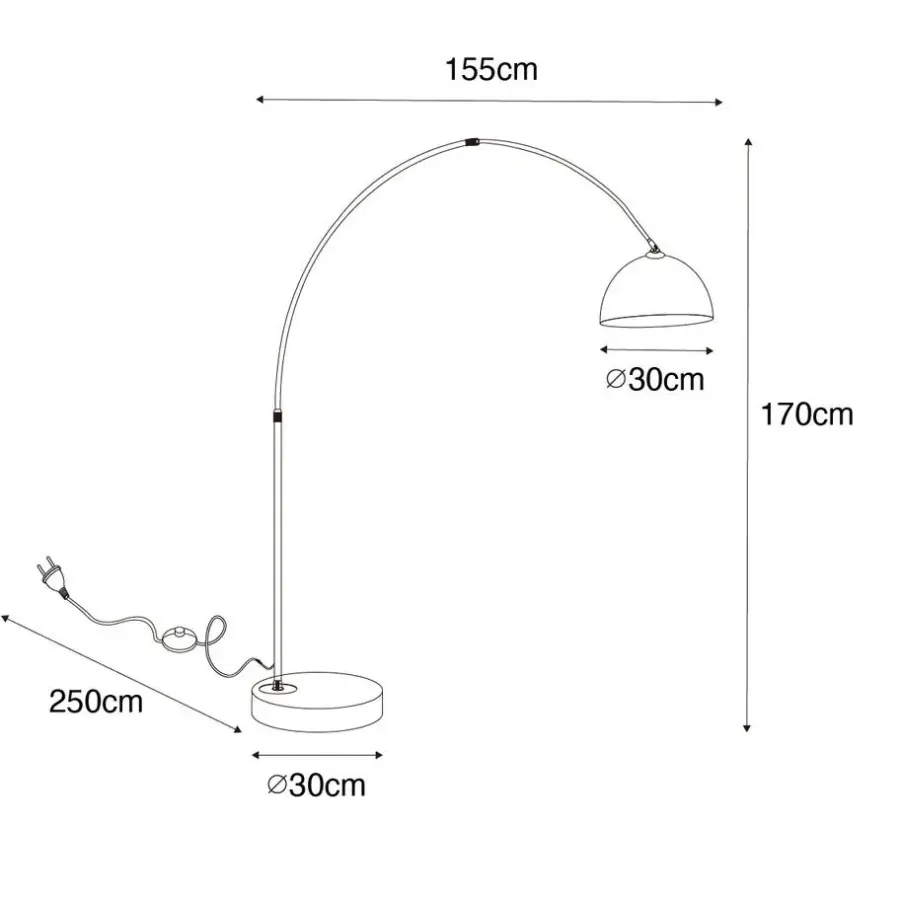 QAZQA booglampen arc zwart e27