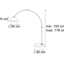 QAZQA booglampen arc-basic zilverkleurig e27