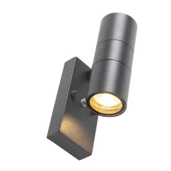 Buitenverlichting|Wandlampen-QAZQA buitenlampen met sensor duo grijs gu10
