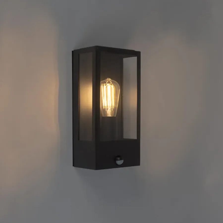 Buitenverlichting|Buitenlampen Met Sensor-QAZQA buitenlampen met sensor rotterdam zwart e27