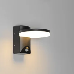Wandlampen-QAZQA buitenlampen met sensor esmee zwart geïntegreerde led