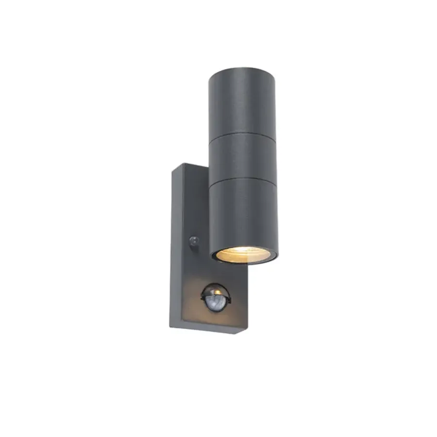 QAZQA buitenlampen met sensor duo grijs gu10