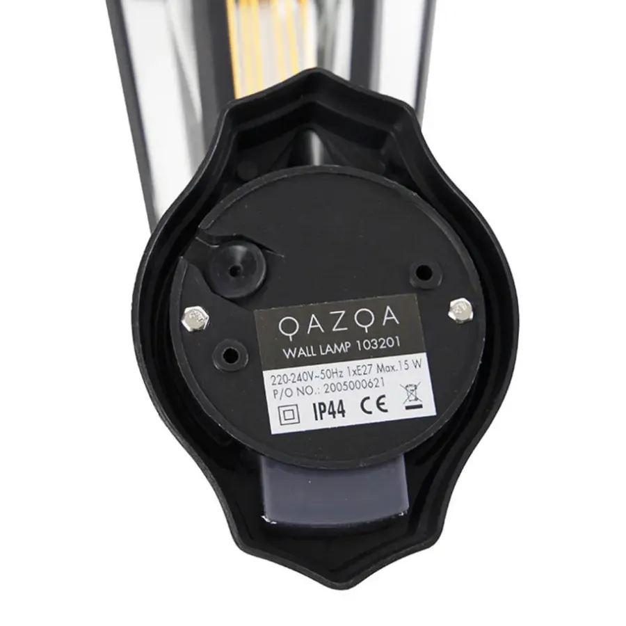QAZQA buitenlampen met sensor new haven zwart e27