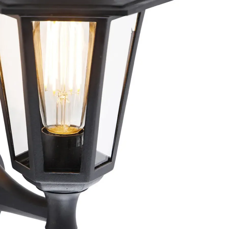 QAZQA buitenlampen met sensor new haven zwart e27