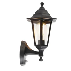 QAZQA buitenlampen met sensor new haven zwart e27
