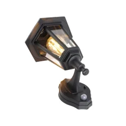 QAZQA buitenlampen met sensor new haven zwart e27