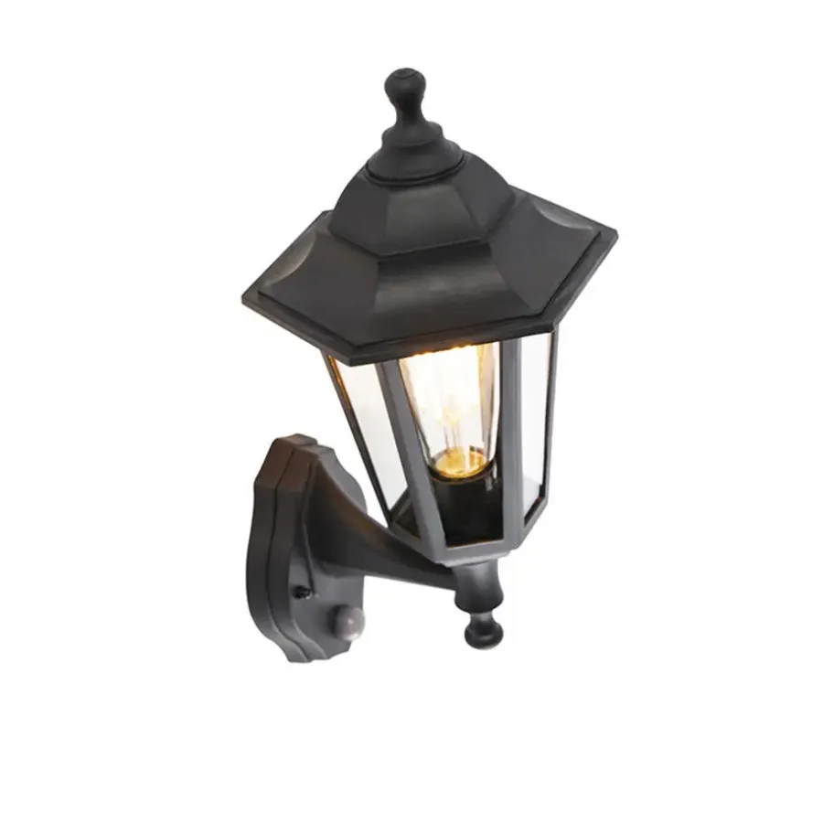 QAZQA buitenlampen met sensor new haven zwart e27
