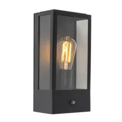QAZQA buitenlampen met sensor rotterdam zwart e27